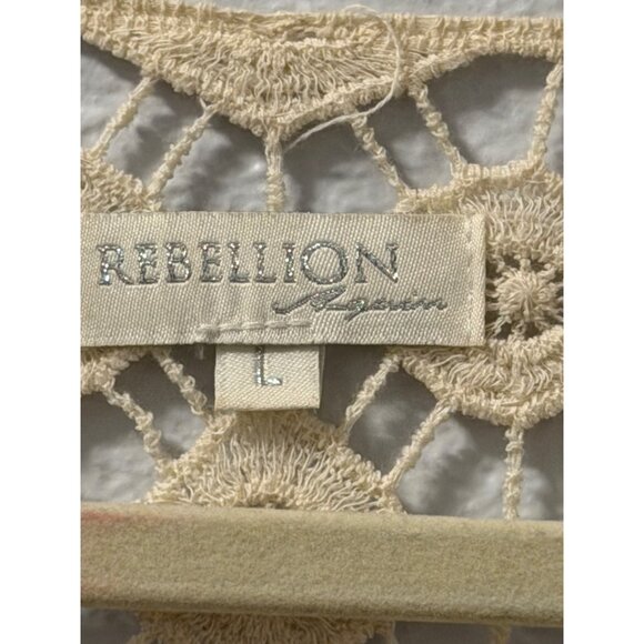 Rebellion Boho Crochet Lace Kimono Cardigan With Fringe  Size L - Picture 3 of 12